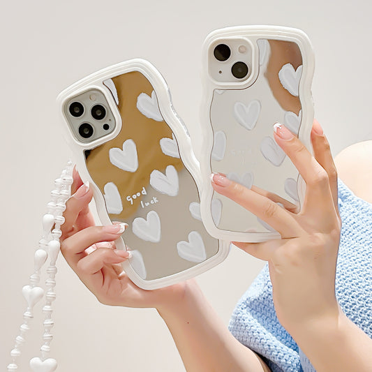 Twisted Edge Mirror White Love Mobile Phone Case Wave